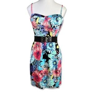 CANDIES 1990s New With Tags Floral Strappy Mini Dress with Belt